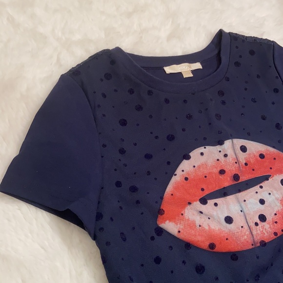 Oasis Lace Polka Dot Mesh and Lip Embellished Top - Picture 4 of 8